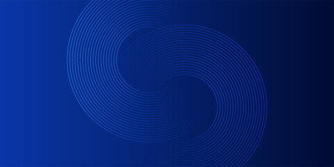 Abstract blue glowing geometric lines on dark blue background. Modern shiny blue circle lines pattern. Futuristic technology concept. Suit for cover poster banner header website. vector modern