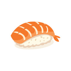 Delicious nigiri sushi topped with fresh shrimp pieces