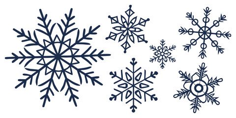 Winter Snowflakes Vector Set – Crystal Silhouette Collection for Christmas & New Year Designs