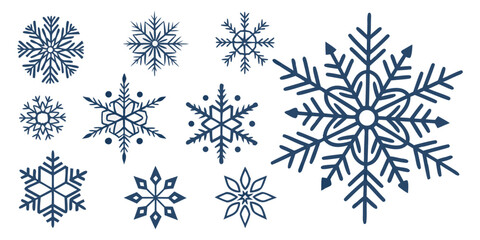 Winter Snowflakes Vector Set – Crystal Silhouette Collection for Christmas & New Year Designs