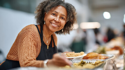 Thanksgiving Family Retro Concept, Thanks giving day brings family together sharing joyous memorial retro moment restaurant dining area with food