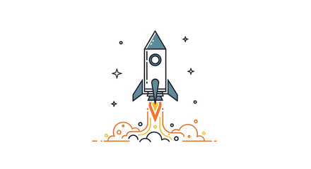 Rocket Launch Illustration A Colorful and Minimalist Design of Space Exploration