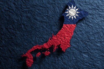 Taiwan Map Illustration with Flag Overlay in Stylized Layout for Visual Storytelling