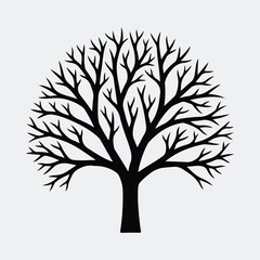 Obraz premium Silhouette bare tree winter season simple and clean design Vector illustration