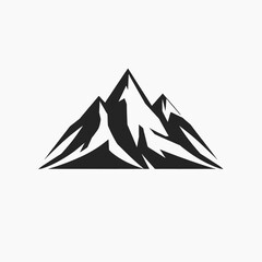 Fototapeta premium Stylized black and white illustration of three mountain peaks with snow, against a plain background.