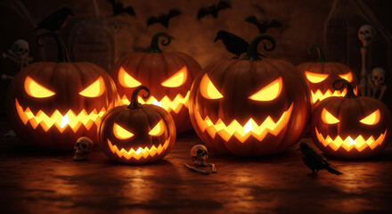 Glowing Jack-o'-Lanterns Spooktacular Celebration of Halloween Night