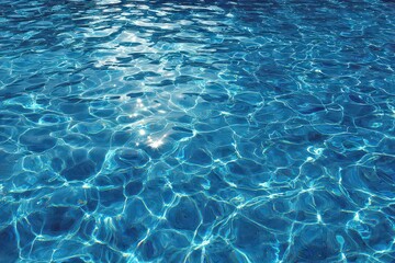 Obraz premium Shimmering Pool Water Surface With Light Reflections in Brilliant Blue