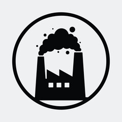 Silhouette industrial factory pollution smoke within circle Vector illustration