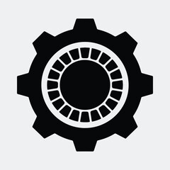 Silhouette industrial gear mechanical engineering technology black and white Vector illustration