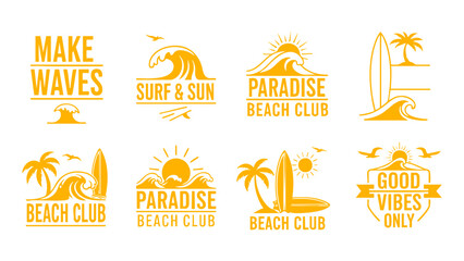 Sunset Surf Tropical Paradise Line Art Bundle