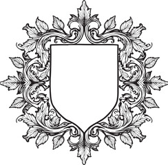 Vintage Ornamental Shield Frame Silhouette
Baroque Floral Crest Frame Vector Design
Decorative Heraldic Shield Border Ornament