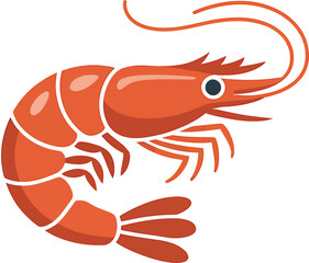 Vibrant Orange Shrimp Vector Fresh Seafood Culinary Ingredient Illustration