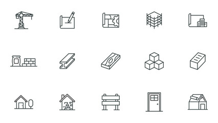 construction icon collection line vector design illustration template in trendy style