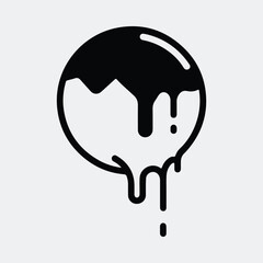 Silhouette paint dripping circle shape abstract design Vector illustration