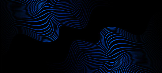 3D blue lines techno abstract background overlap layer on dark space with waves effect decoration. Modern graphic design element stripes style concept for web, poster, flyer, card, or brochure cover