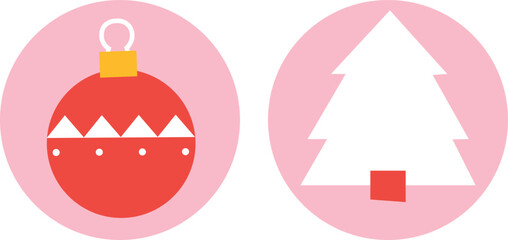 Christmas and Happy New Year. Winter Holiday. Merry Christmas modern design, holiday gifts, winter elements, candles, Christmas tree, village and Xmas decorations.	
