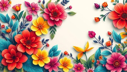 Vibrant floral wedding, birthday invite designs; Memphis style vector illustrations,  summer,  element