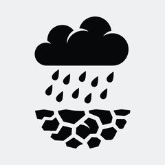 Silhouette rain cloud over dry cracked land Vector illustration