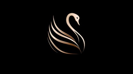 Luxury swan logo in gold lines on black background. Concept: power, prestige, elegance, premium branding, luxury fashion labels, jewelry brands, elite services, and high-end identity design.