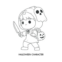 Charecter of halloween day lineal handdrawn