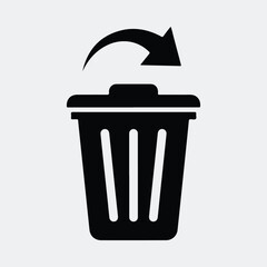 Silhouette trash can arrow recycle icon flat design Vector illustration