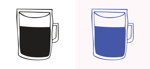 Hand drawn doodle of a coffee cup, bringing a whimsical touch to coffee themed designs. Perfect for coffee enthusiasts and cafe decor, this style captures the warmth and charm of your favorite coffee.