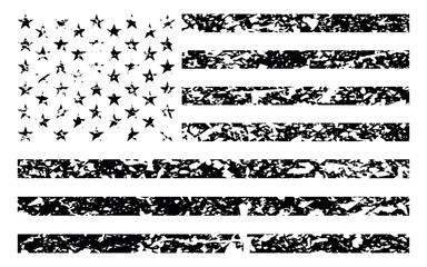 Obraz premium Black USA Grunge Flag, Distressed American Flag Vector with Vintage Patriotic