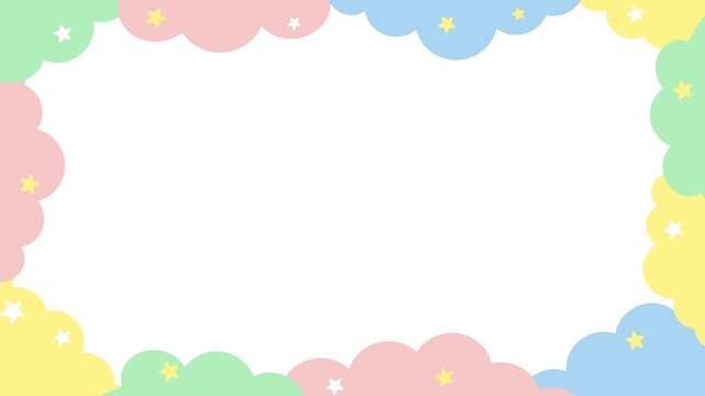 Cute pastel colored cloud and star pop frame background