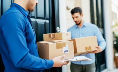 Delivering parcels or moving house conceptual photography