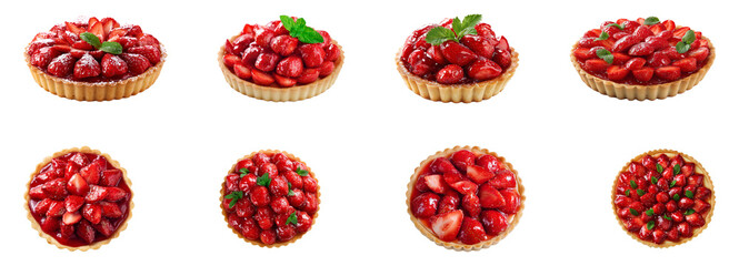 Set of strawberry tart dish isolated.