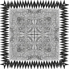 Obraz premium Intricate Interwoven Spirals A Black and White Abstract Square Design