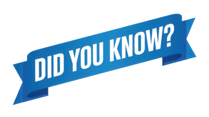 Blue ribbon banner with white text asking did you know isolated on transparent background