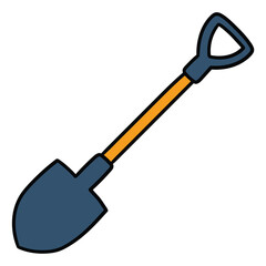 Hand-drawn cartoon shovel on a white background.