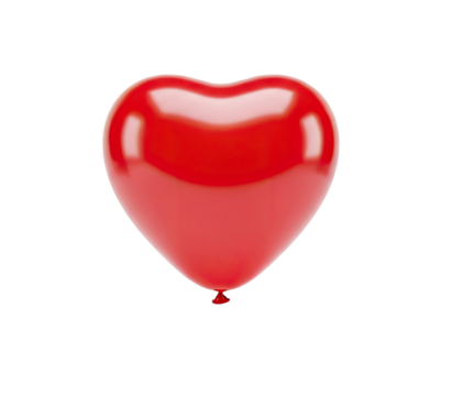 A red heart-shaped balloon floating in the air. - Powered by Adobe