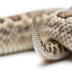 Obraz premium Intricate details of a coiled snake's textured tail and scales, showcasing natural patterns and a sharp, pointed tip