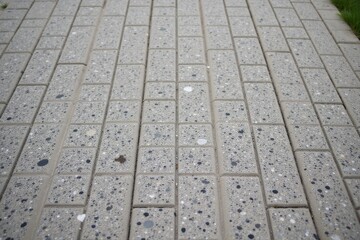 Dappled Light Through Urban Foliage onto Paved Surfaces Ground level view of a downtown sidewalk with dappled sunlight filtering through overhead tree foliage, creating irregular patterns on the