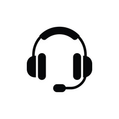 Black silhouette of a headset with microphone icon