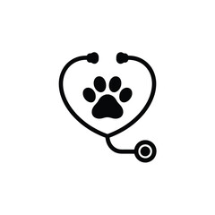 Veterinary stethoscope with paw print in heart shape