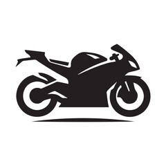 Fototapeta premium Motorcycle cruising vector silhouette clip art logo design illustration. Vintage biker and road adventure icon collection