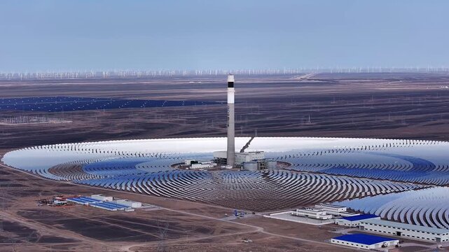 Twin Towers and One Machine Solar Thermal Energy Storage Power Station
