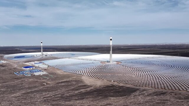 Twin Towers and One Machine Solar Thermal Energy Storage Power Station

