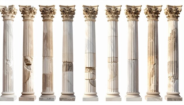 Five Ionic marble columns with fluted shafts and scroll-like capitals, supporting horizontal entablature.