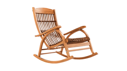 wooden rocking chair classic furniture vintage seat curved base home interior relaxation comfort object isolated on white background