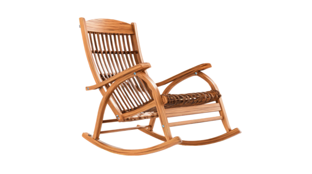 wooden rocking chair classic furniture vintage seat curved base home interior relaxation comfort object isolated on white background