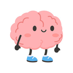 Cartoon Brain Character with Shoes Illustration