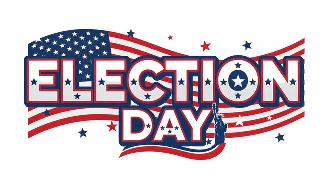 Vector Illustration of Election Day with American Flag Elements and Patriotic Stars