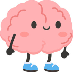 Cartoon Brain Character with Shoes Illustration flat