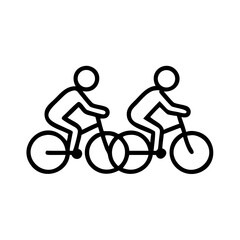 Fototapeta premium People cycling together in a minimal vector park environment