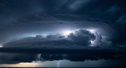 Storm clouds with lightning strikes