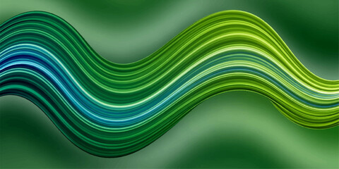 Abstract green wave design wallpaper with flowing lines and light for an eco-friendly nature vector background illustration